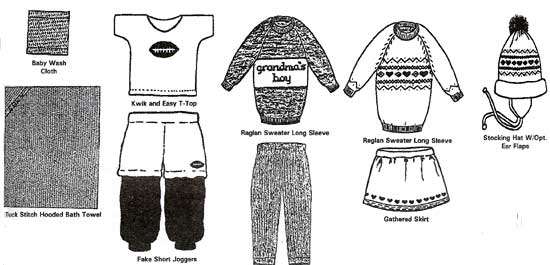 Raglan, dress, hat, pants, shorts, socks machine knitting baby book instructions